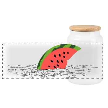 Melon Fin – Un requin mignon en route - Boîte à biscuits avec couvercle en bois - blanc - Devant