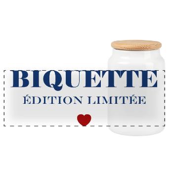 Biquette Limited Edition - Panorama Keksdose mit Holzdeckel - Weiß - Vorne