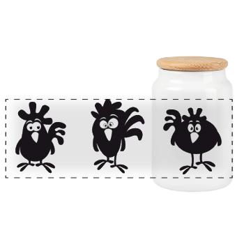 Fans de poulet - Coq - Coq - Poulet de soie - Bio - Boîte à biscuits avec couvercle en bois - blanc - Devant