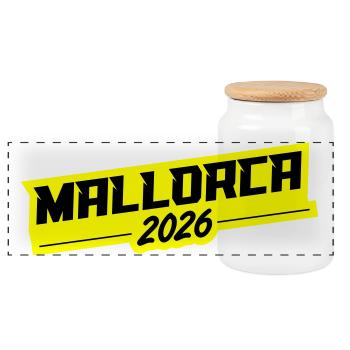 Mallorca 2026 - Panoramic Cookie Jar with Wooden Lid - white - Front