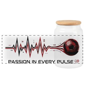Pulse to Goal Soccer Passion - Panoramic Cookie Jar with Wooden Lid - white - Front