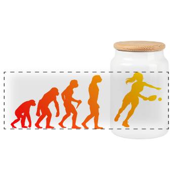 Pickleball Trainer Gift Idea for Birthday - Panoramic Cookie Jar with Wooden Lid - white - Front