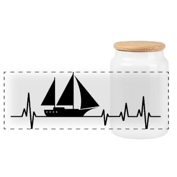 Heartbeat Sail Sailboat Sailboat - Panorama Keksdose mit Holzdeckel - Weiß - Vorne