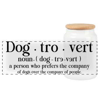 Dogtrovert Propriétaire de chien introverti - Boîte à biscuits avec couvercle en bois - blanc - Devant