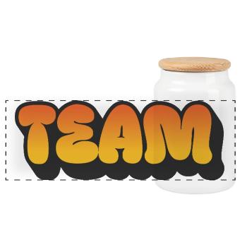 Team - Panorama Keksdose mit Holzdeckel - Weiß - Vorne