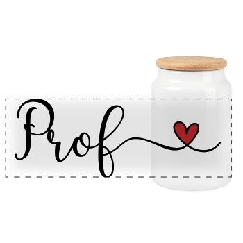 Prof Herz Typographie Geschenk - Panorama Keksdose mit Holzdeckel - Weiß - Vorne