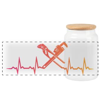 Chauffagiste Sunset battement de coeur de plombier - Boîte à biscuits avec couvercle en bois - blanc - Devant