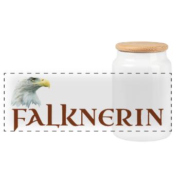 Falknerin, Adlerkopf, Weißkopfseeadler Falknerei - Panorama Keksdose mit Holzdeckel - Weiß - Vorne