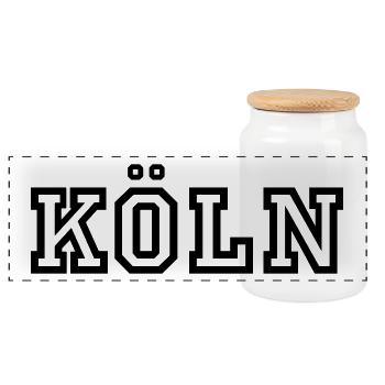 Cologne - Panoramic Cookie Jar with Wooden Lid - white - Front