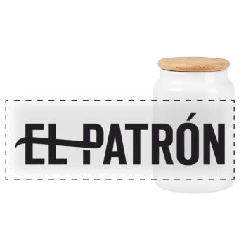 El Patron – Latino Style Print - Panoramic Cookie Jar with Wooden Lid - white - Front