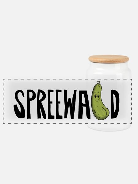 Spreewald Gurke - Panorama Keksdose mit Holzdeckel - Weiß