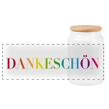 Einfach Dankeschön sagen - Panorama Keksdose mit Holzdeckel - Weiß - Vorne