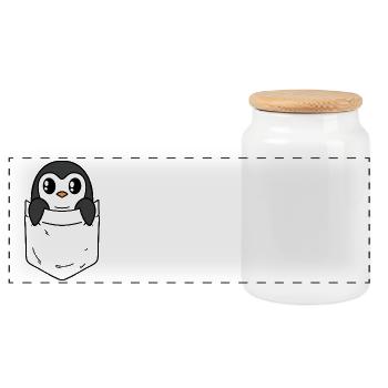 Pinguin Penguin Lover - Panorama Keksdose mit Holzdeckel - Weiß - Vorne