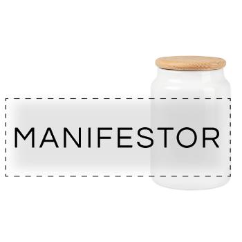 Manifestor - Panoramic Cookie Jar with Wooden Lid - white - Front