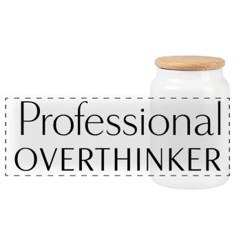 PROFESSIONAL OVERTHINKER Minimalist - Panorama Keksdose mit Holzdeckel - Weiß - Vorne