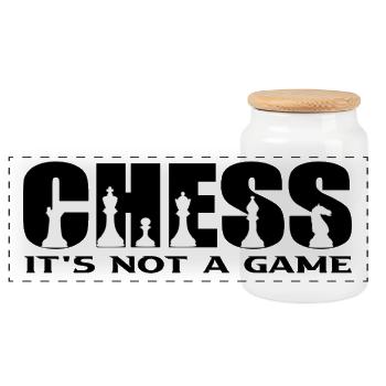 Chess - Panoramic Cookie Jar with Wooden Lid - white - Front