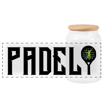 Padel - Boîte à biscuits avec couvercle en bois - blanc - Devant