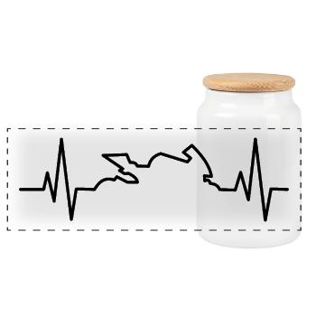 Cadeau du battement de cœur de moto - Boîte à biscuits avec couvercle en bois - blanc - Devant