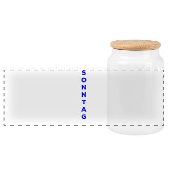 Dimanche - bleu - Boîte à biscuits avec couvercle en bois - blanc - Devant