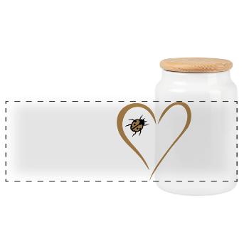 Coeur avec coccinelle - Boîte à biscuits avec couvercle en bois - blanc - Devant