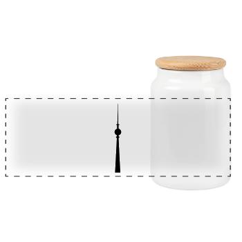 Funkturm 1c - Panoramic Cookie Jar with Wooden Lid - white - Front