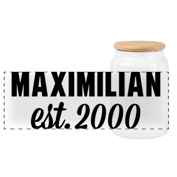 Maximilian est 2000 - Panorama Keksdose mit Holzdeckel - Weiß - Vorne