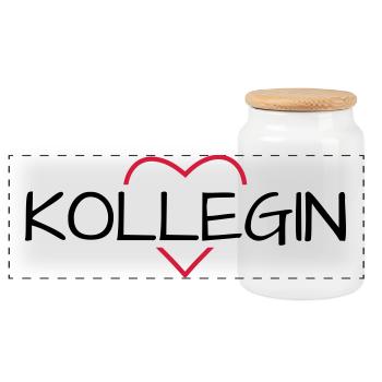 Cadeau de collègue préféré - Boîte à biscuits avec couvercle en bois - blanc - Devant