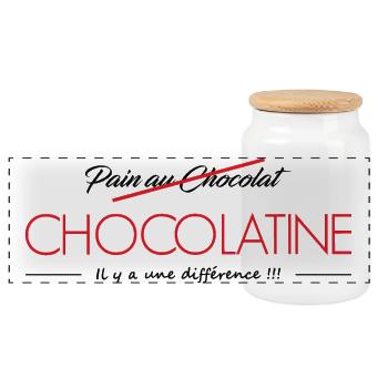 VS Chocolatine Schokoladenbrot - Panorama Keksdose mit Holzdeckel - Weiß - Vorne