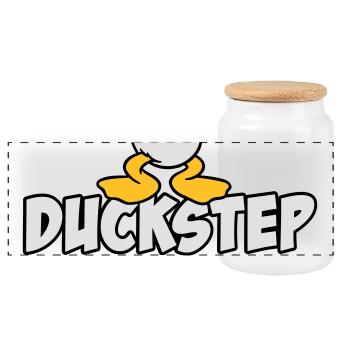 Duckstep (Dubstep) - Panoramic Cookie Jar with Wooden Lid - white - Front