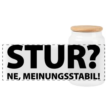 Stur? Ne, meinungsstabil! - Panorama Keksdose mit Holzdeckel - Weiß - Vorne