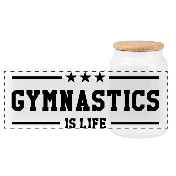 Gymnastics is life - Boîte à biscuits avec couvercle en bois - blanc - Devant