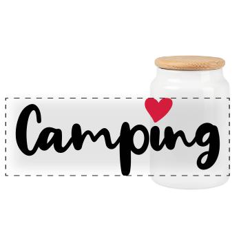 Camping Camper Coeur Vacances d’été Camping-car Fan - Boîte à biscuits avec couvercle en bois - blanc - Devant