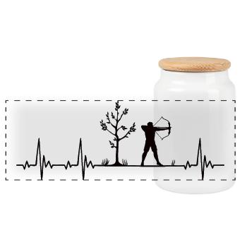 Bogenschiessen Herzschlag Bogenschütze Heartbeat - Panorama Keksdose mit Holzdeckel - Weiß - Vorne