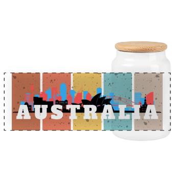 Australia Skyline Panels - Panorama Keksdose mit Holzdeckel - Weiß - Vorne