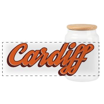 Cardiff Script Orange - Panorama Keksdose mit Holzdeckel - Weiß - Vorne