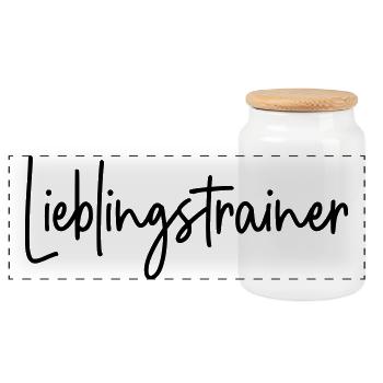 Lieblingstrainer Trainer - Panorama Keksdose mit Holzdeckel - Weiß - Vorne