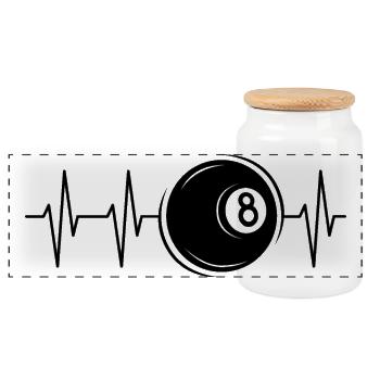 Herzschlag Billard Pool Puls 8-ball Kugel Symbol - Panorama Keksdose mit Holzdeckel - Weiß - Vorne