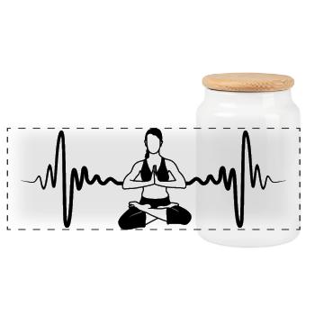Ligne de cœur Yogini - Boîte à biscuits avec couvercle en bois - blanc - Devant