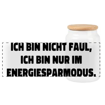 I'm Not Lazy Statement Saying - Panoramic Cookie Jar with Wooden Lid - white - Front