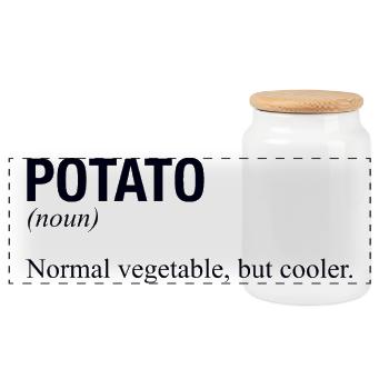 POTATO Kartoffel - Panoramic Cookie Jar with Wooden Lid - white - Front