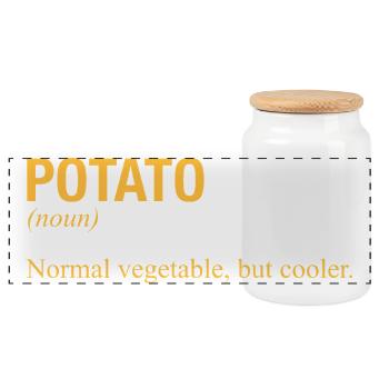 POTATO Kartoffel - Panoramic Cookie Jar with Wooden Lid - white - Front