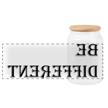 Be Different Flipped Typography - Minimalist Quote - Panoramic Cookie Jar with Wooden Lid - white - Front