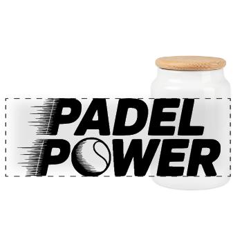 Padel-Kraft - Panorama Keksdose mit Holzdeckel - Weiß - Vorne