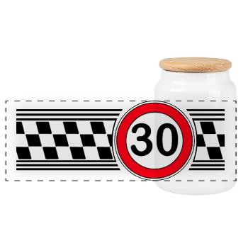 Racing Flag 30th Anniversary - Panoramic Cookie Jar with Wooden Lid - white - Front