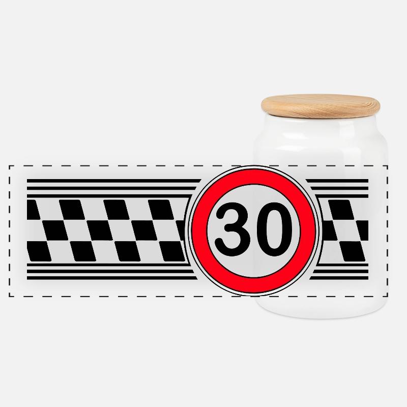 Racing Flag 30th Anniversary - Panoramic Cookie Jar with Wooden Lid - white