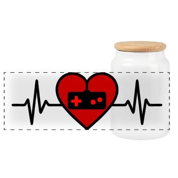 Cœur gamer et amour pixelisé - Boîte à biscuits avec couvercle en bois - blanc - Devant