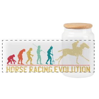 Pferderennen-Evolutionsdesign - Panorama Keksdose mit Holzdeckel - Weiß - Vorne