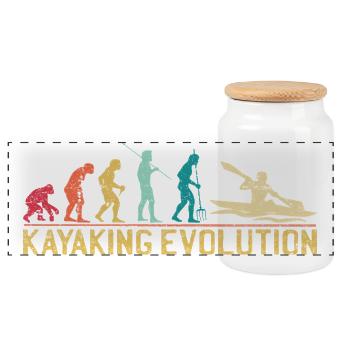 Kajakfahren Evolution Illustration - Panorama Keksdose mit Holzdeckel - Weiß - Vorne