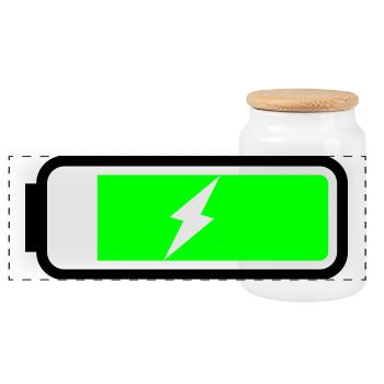 Battery charging - Panoramic Cookie Jar with Wooden Lid - white - Front