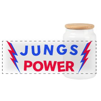 JUNGS POWER - Lucky Charm - Panoramic Cookie Jar with Wooden Lid - white - Front